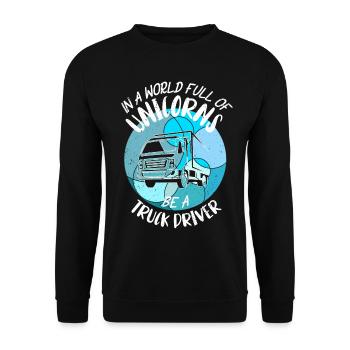 Fernfahrer LKW Fahrer Berufskraftfahrer - Unisex Pullover - Schwarz - Vorne - Alina (178cm) & Michal (187cm)
