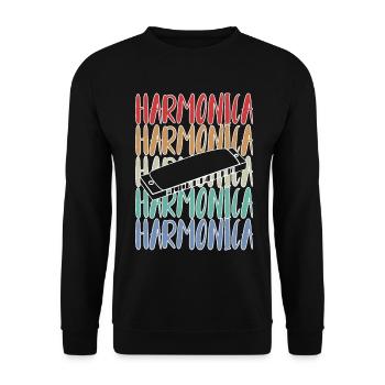 Mundharmonika Mundharmonikaspieler Vintage - Unisex Pullover - Schwarz - Vorne - Alina (178cm) & Michal (187cm)