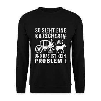 Kutscherin Pferdekutscherin Kutscher Pferd - Unisex Pullover - Schwarz - Vorne - Alina (178cm) & Michal (187cm)