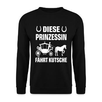 Kutscherin Diese Prinzessin fährt Kutsche Kutscher - Unisex Pullover - Schwarz - Vorne - Alina (178cm) & Michal (187cm)