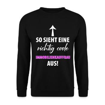 Immobilienkauffrau Immobilien Damen Frauen - Unisex Pullover - Schwarz - Vorne - Alina (178cm) & Michal (187cm)