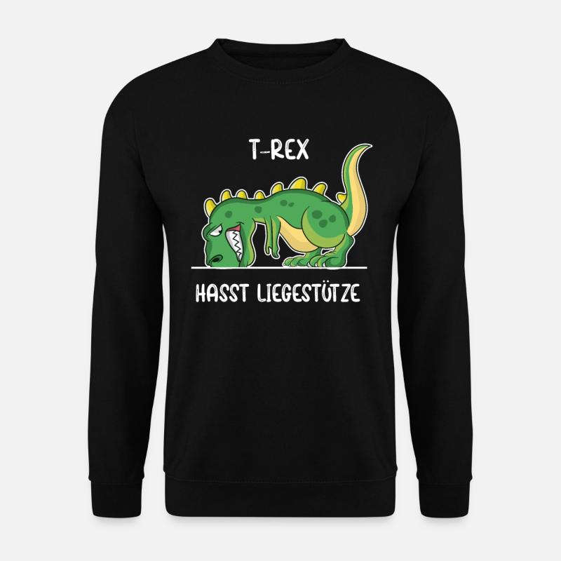 Dino T-Rex mit kurzen Armen mag keine Liegestütze - Unisex Pullover - Schwarz