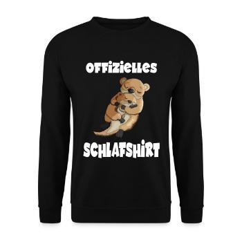 Offizielles Schlafshirt Schlafanzug Pyjama Otter - Unisex Pullover - Schwarz - Vorne - Alina (178cm) & Michal (187cm)