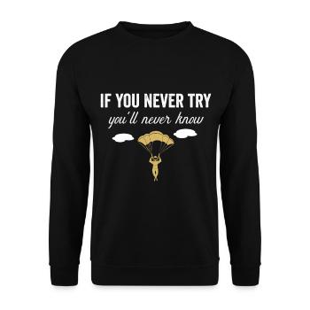 Skydiver Shirt Skydiving Saying - Unisex Sweatshirt - black - Front - Alina (178cm) & Michal (187cm)