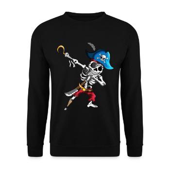 Dabbing Piraten Skelett Augenklappe Piratenschiff - Unisex Pullover - Schwarz - Vorne - Alina (178cm) & Michal (187cm)