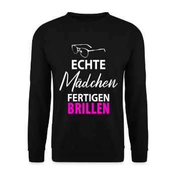 Optiker Augenoptikerin Brille Brillenträgeri Damen - Unisex Pullover - Schwarz - Vorne - Alina (178cm) & Michal (187cm)