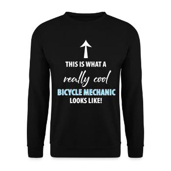Bicycle workshop Bicycle fitter Bicycle - Unisex Sweatshirt - black - Front - Alina (178cm) & Michal (187cm)