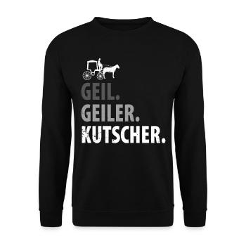 Kutscher Kutsche Pferdekutscher Kutschieren - Unisex Pullover - Schwarz - Vorne - Alina (178cm) & Michal (187cm)