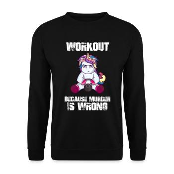 Training Workout Einhorn Laune lustiger Spruch - Unisex Pullover - Schwarz - Vorne - Alina (178cm) & Michal (187cm)