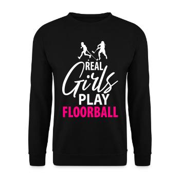 Floorball Florballerin Damen Frauen Mädchen - Unisex Pullover - Schwarz - Vorne - Alina (178cm) & Michal (187cm)