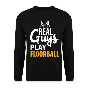 Floorball Florballer Floorballspieler Herren - Unisex Pullover - Schwarz - Vorne - Alina (178cm) & Michal (187cm)