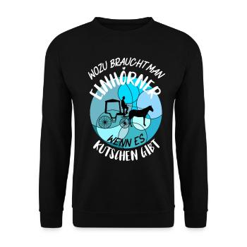 Kutscher Kutsche Pferdekutscher Kutschieren - Unisex Pullover - Schwarz - Vorne - Alina (178cm) & Michal (187cm)