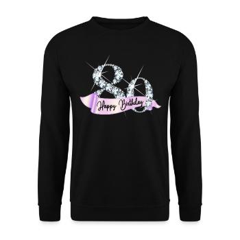Happy Birthday 80th Birthday Gift Diamond Glamour - Unisex Sweatshirt - black - Front - Alina (178cm) & Michal (187cm)