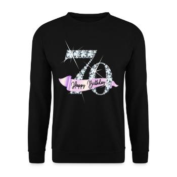 Happy Birthday 70. Geburtstag Geschenk Diamanten - Unisex Pullover - Schwarz - Vorne - Alina (178cm) & Michal (187cm)