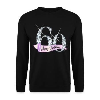 Happy Birthday 60. Geburtstag Geschenk Diamanten - Unisex Pullover - Schwarz - Vorne - Alina (178cm) & Michal (187cm)