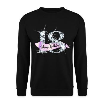 Happy Birthday 18th Birthday Gift Diamond Glamour - Unisex Sweatshirt - black - Front - Alina (178cm) & Michal (187cm)