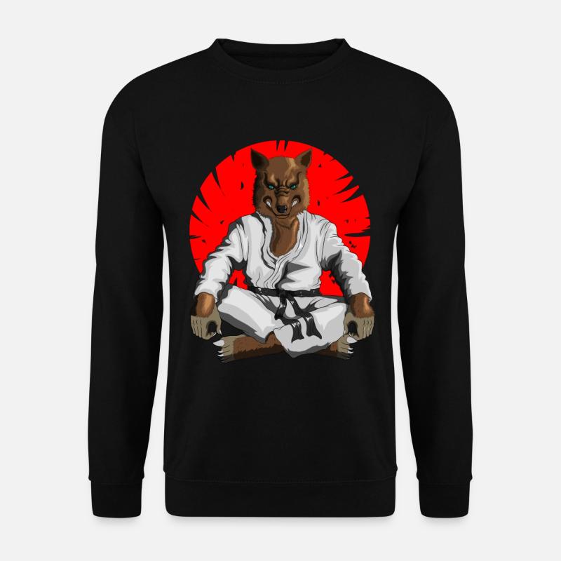 Bad wolf in karate combat outfit for your training - Unisex Sweatshirt - black