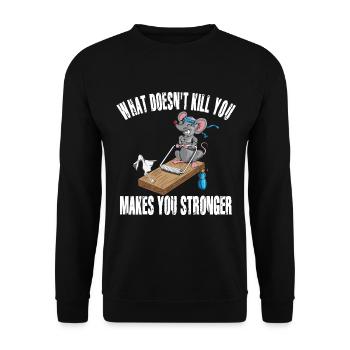 Lustige Maus Training Mausefalle Fitness Workout - Unisex Pullover - Schwarz - Vorne - Alina (178cm) & Michal (187cm)