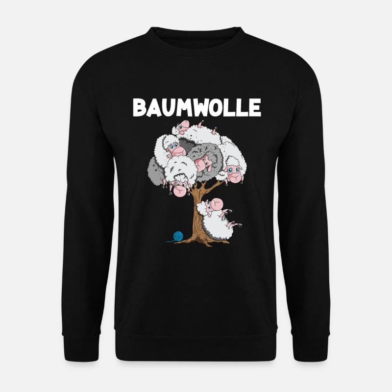 Lustiges Schaf Baumwolle Schafe auf Bäumen Design - Unisex Pullover - Schwarz