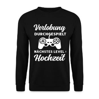 Verlobung durchgespielt Nächstes Level Hochzeit - Unisex Pullover - Schwarz - Vorne - Alina (178cm) & Michal (187cm)