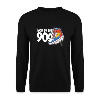 Retro Vintage 90s Outfit Back to the 90s Costume - Unisex Sweatshirt - black - Front - Alina (178cm) & Michal (187cm)