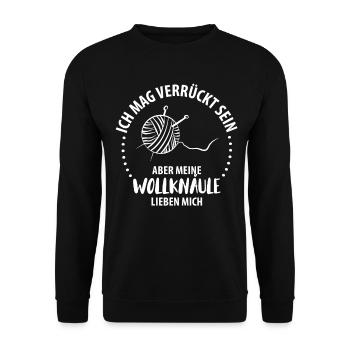 Wolle Stricken Wollknäuel - Unisex Pullover - Schwarz - Vorne - Alina (178cm) & Michal (187cm)