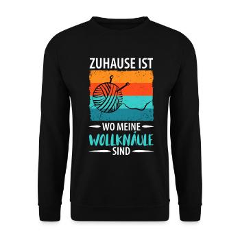 Wolle Stricken Wollknäuel - Unisex Pullover - Schwarz - Vorne - Alina (178cm) & Michal (187cm)
