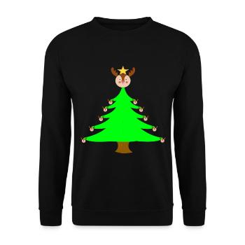 Rentier Weihnachtsbaum Xmas Weihnacht Geschenkidee - Unisex Pullover - Schwarz - Vorne - Alina (178cm) & Michal (187cm)