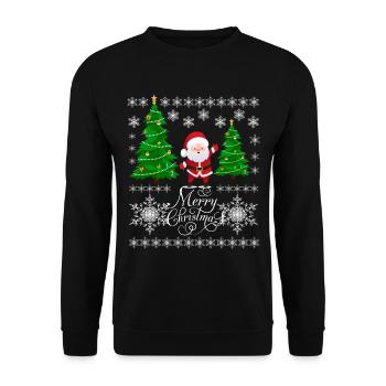 Père Noël-Vilain Noël Flocons de neige - Sweat-shirt Unisexe - noir - Devant - Alina (178cm) & Michal (187cm)