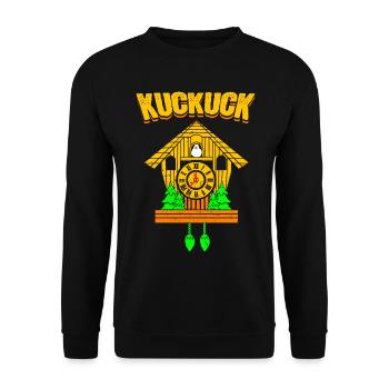 Kuckucksuhr Kuckuck - Unisex Pullover - Schwarz - Vorne - Alina (178cm) & Michal (187cm)