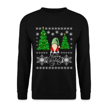 Elfe de Noël avec casquette de Noël - Sweat-shirt Unisexe - noir - Devant - Alina (178cm) & Michal (187cm)
