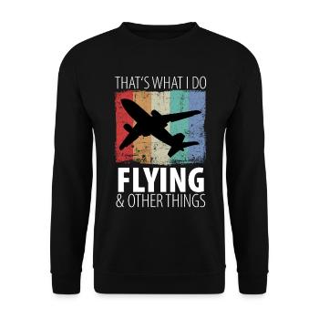Pilot Aircraft Pilot Airplane Flight Attendant Vintage - Unisex Sweatshirt - black - Front - Alina (178cm) & Michal (187cm)