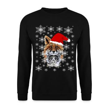 Christmas fox with Christmas cap snowflakes - Unisex Sweatshirt - black - Front - Alina (178cm) & Michal (187cm)