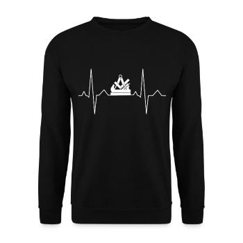 Schreiner Tischler Herzschlag Beruf Geschenk - Unisex Pullover - Schwarz - Vorne - Alina (178cm) & Michal (187cm)