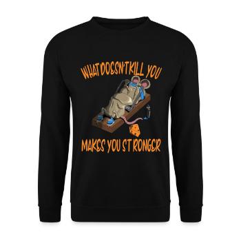 Lustige Maus Training Mausefalle Fitness Käse - Unisex Pullover - Schwarz - Vorne - Alina (178cm) & Michal (187cm)