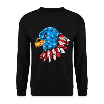 USA Amerikanischer Weißkopfseeadler US Flagge - Unisex Pullover - Schwarz - Vorne - Alina (178cm) & Michal (187cm)