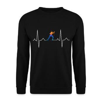 Biathlon Biathlet Herzschlag Geschenk - Unisex Pullover - Schwarz - Vorne - Alina (178cm) & Michal (187cm)