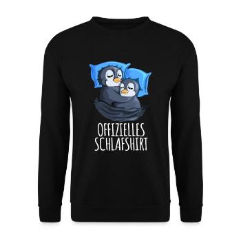 Offizielles Schlafshirt Pinguin Schlafanzug Spruch - Unisex Pullover - Schwarz - Vorne - Alina (178cm) & Michal (187cm)