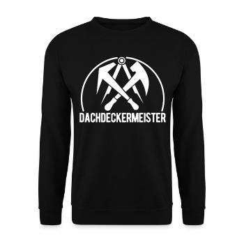 Dachdecker Meister Dachdeckermeister Geschenk - Unisex Pullover - Schwarz - Vorne - Alina (178cm) & Michal (187cm)