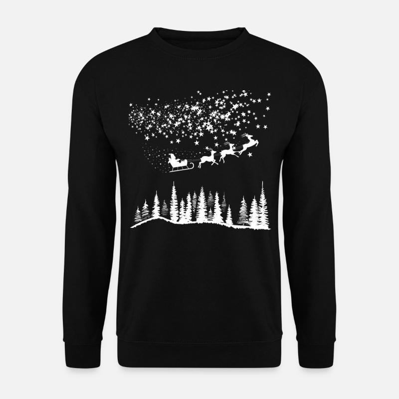 Weihnachtsmann mit Rentieren - Unisex Pullover - Schwarz