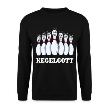 Bowling Bowlingkegel Kegelgott Spruch Kegelclub - Unisex Pullover - Schwarz - Vorne - Alina (178cm) & Michal (187cm)