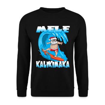 Mele Kalikimaka Christmas in Hawaii Santa Claus - Unisex Sweatshirt - black - Front - Alina (178cm) & Michal (187cm)