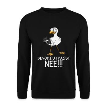 Norden Küste Möwe Spruch Faullenzer Ostsee Nordsee - Unisex Pullover - Schwarz - Vorne - Alina (178cm) & Michal (187cm)