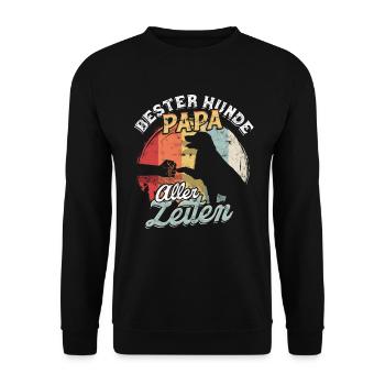Bester Hunde Papa Aller Zeiten Hundepapa Geschenk - Unisex Pullover - Schwarz - Vorne - Alina (178cm) & Michal (187cm)