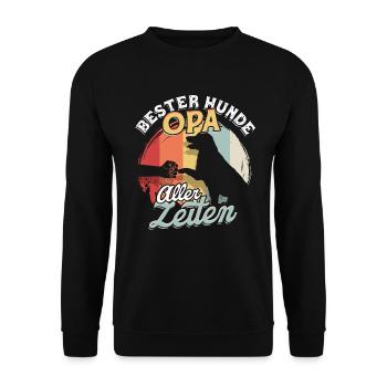 Bester Hunde Opa Aller Zeiten Hundeopa Geschenk - Unisex Pullover - Schwarz - Vorne - Alina (178cm) & Michal (187cm)