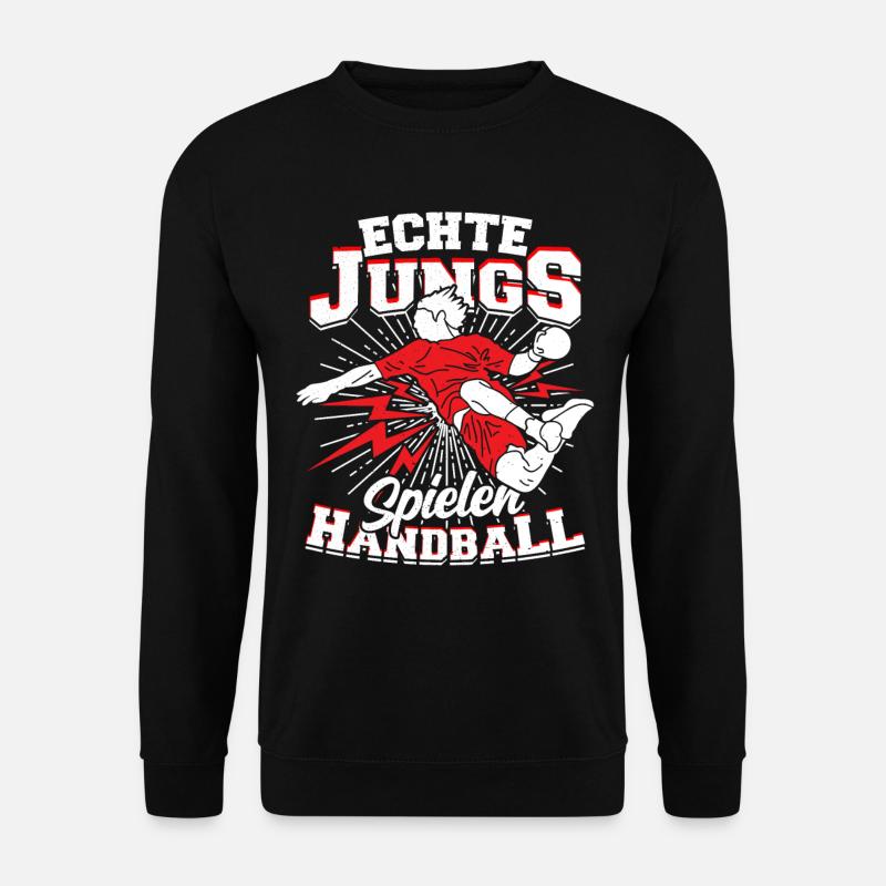 Echte Jungs Spielen Handball Handballer Geschenk - Unisex Pullover - Schwarz