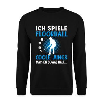 Floorball Floorballspieler Unihockey Hockey Sport - Unisex Pullover - Schwarz - Vorne - Alina (178cm) & Michal (187cm)