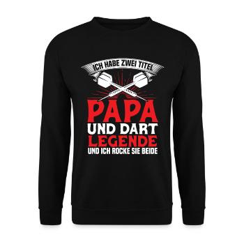 Papa Und Dart Legende Dartboard Darts Geschenk - Unisex Pullover - Schwarz - Vorne - Alina (178cm) & Michal (187cm)