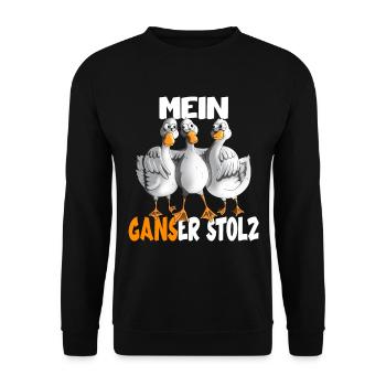 Mein Gans er Stolz Gänse Gänsezucht Landwirtschaft - Unisex Pullover - Schwarz - Vorne - Alina (178cm) & Michal (187cm)