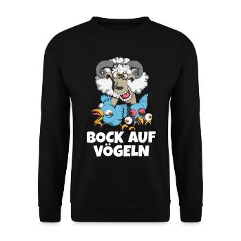 Zweideutig Ziegenbock Bock auf Vögeln Sex - Unisex Pullover - Schwarz - Vorne - Alina (178cm) & Michal (187cm)